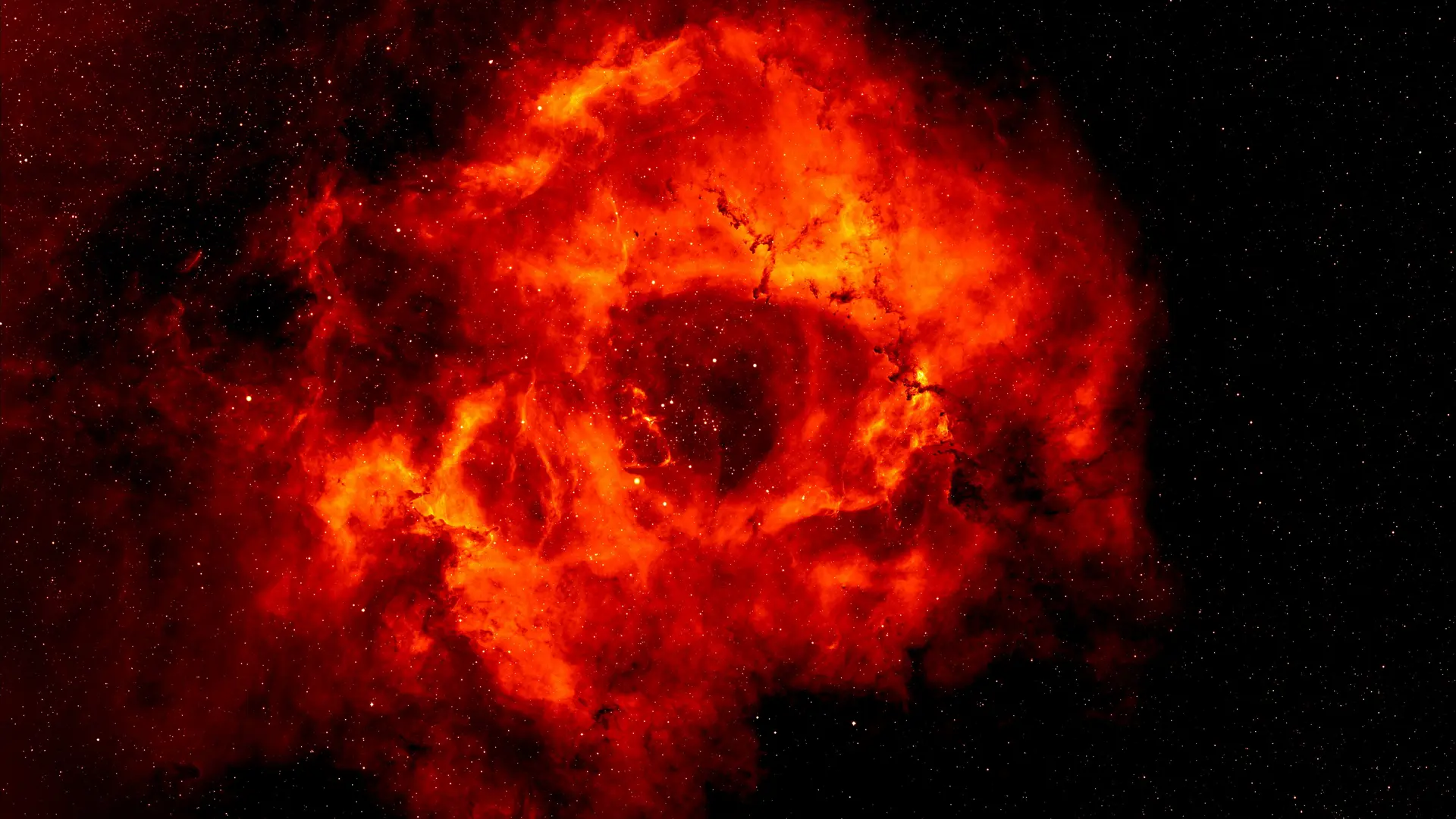 宇宙中的神秘星云红黑交织的壮丽景象星星点缀其中展现深邃而美丽的浩瀚空间 8k - 8K - 静态电脑壁纸 - 星空