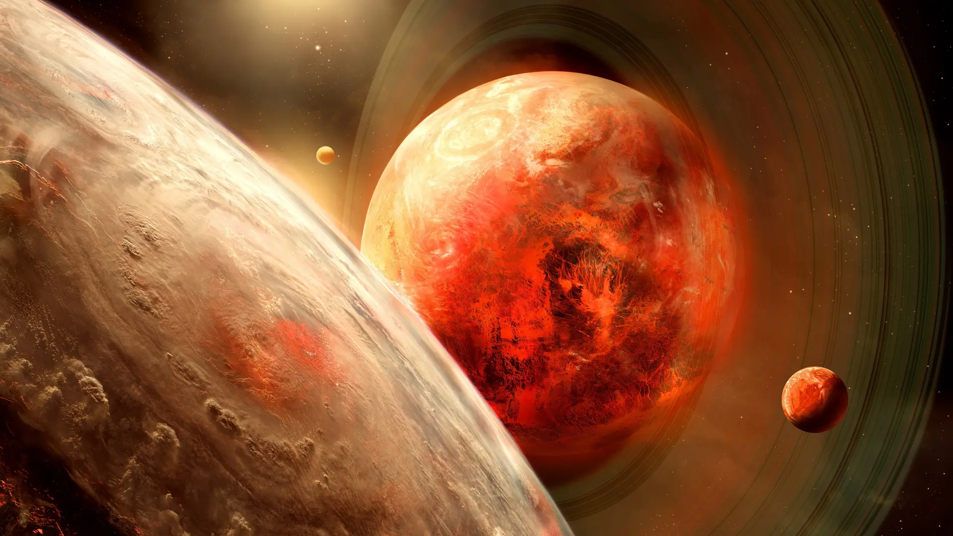 宇宙中的神秘星球与星云科幻场景展现壮丽与深邃之美8k分辨率下更显恢弘与浩瀚 - 8K - 静态电脑壁纸 - 星空