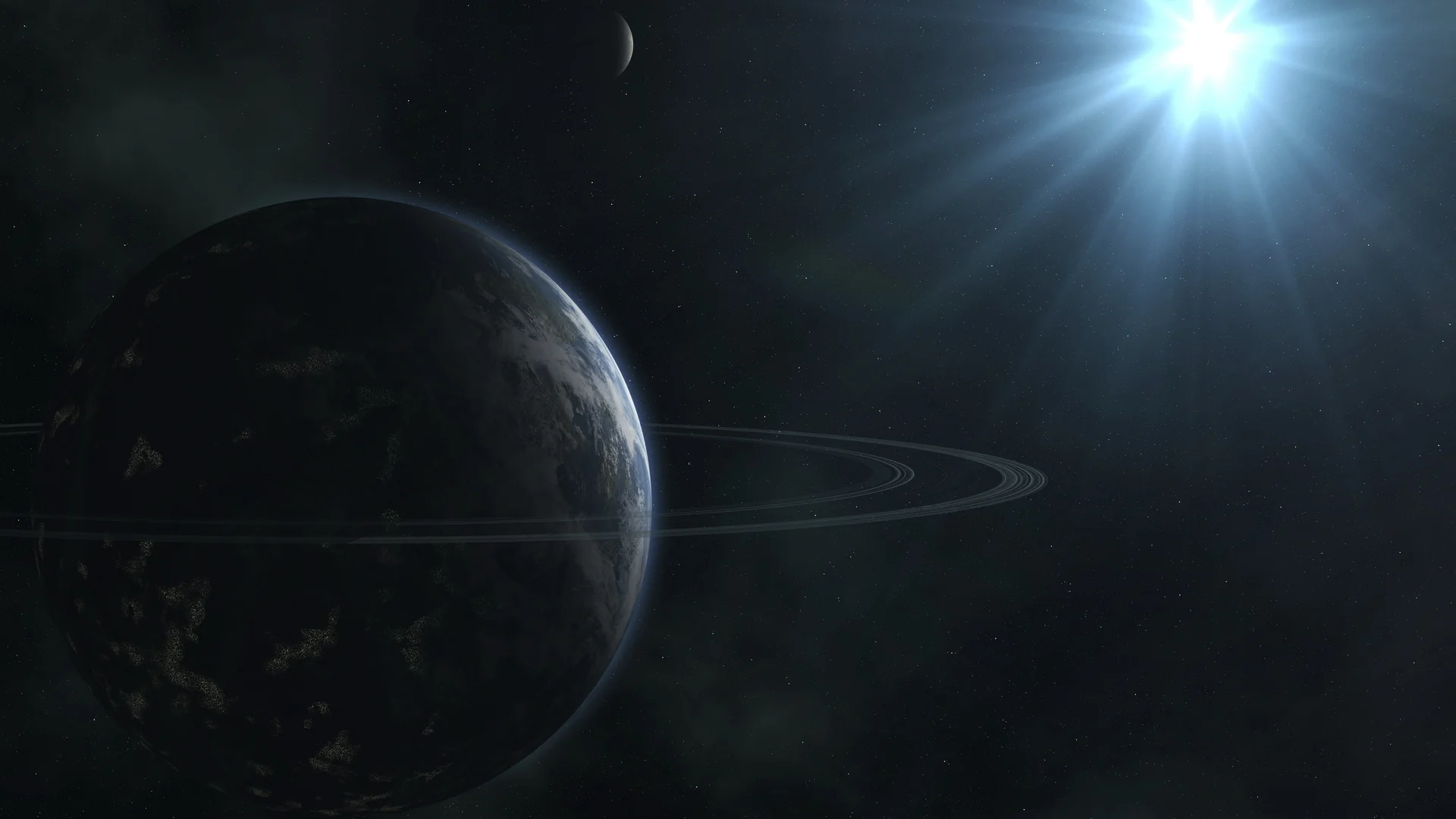 宇宙中的神秘星球与璀璨星环在太阳照耀下展现出的壮丽星际美景让人感受到无尽的神秘与美丽仿佛置身于一个深邃而浩瀚的宇宙之中8k - 8K - 静态电脑壁纸 - 星空