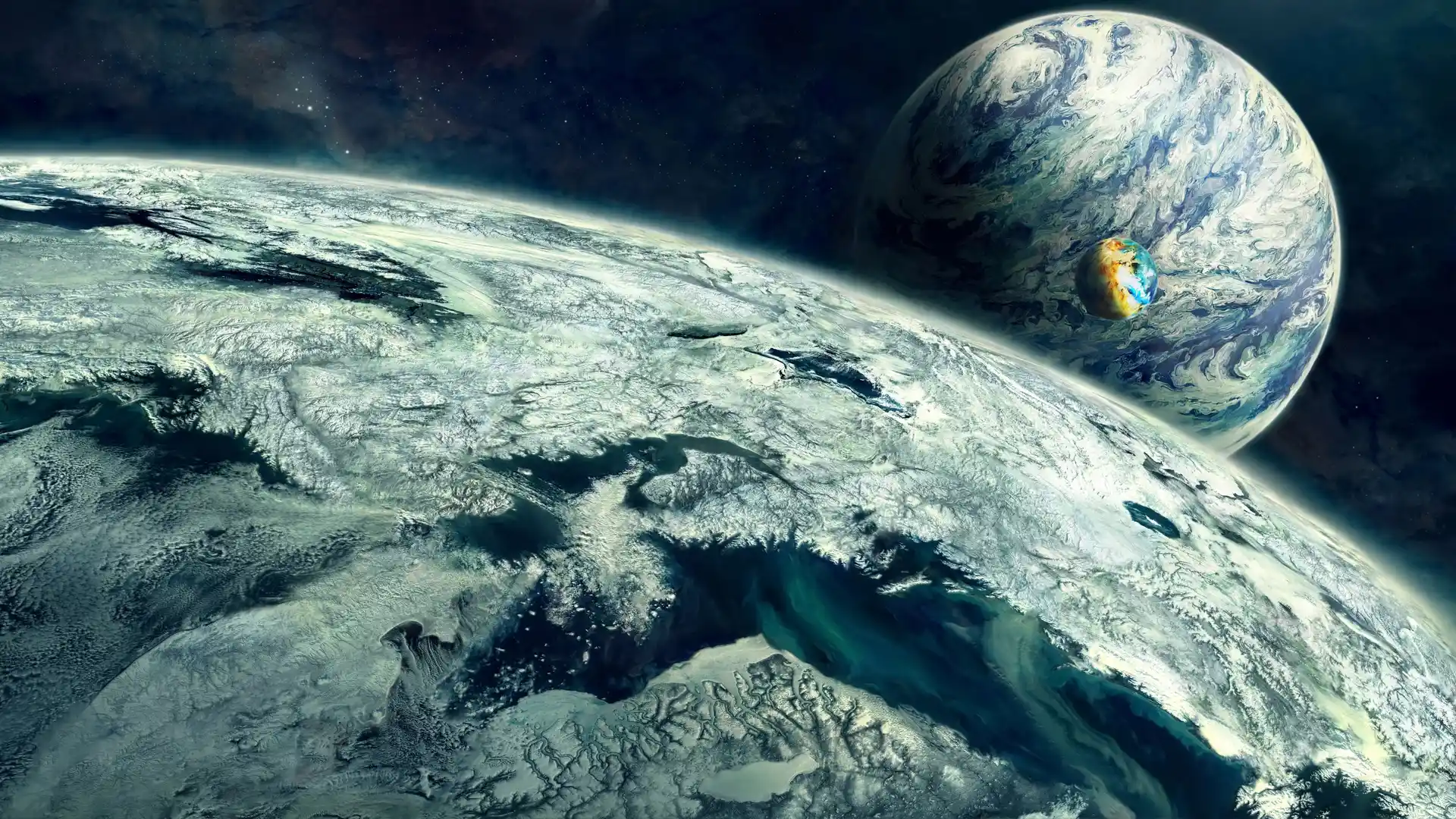 宇宙星球地球太空星云行星星际科幻神秘探索美女清新探索穿着词动作词人像写真摄影 8k - 8K - 静态电脑壁纸 - 星空